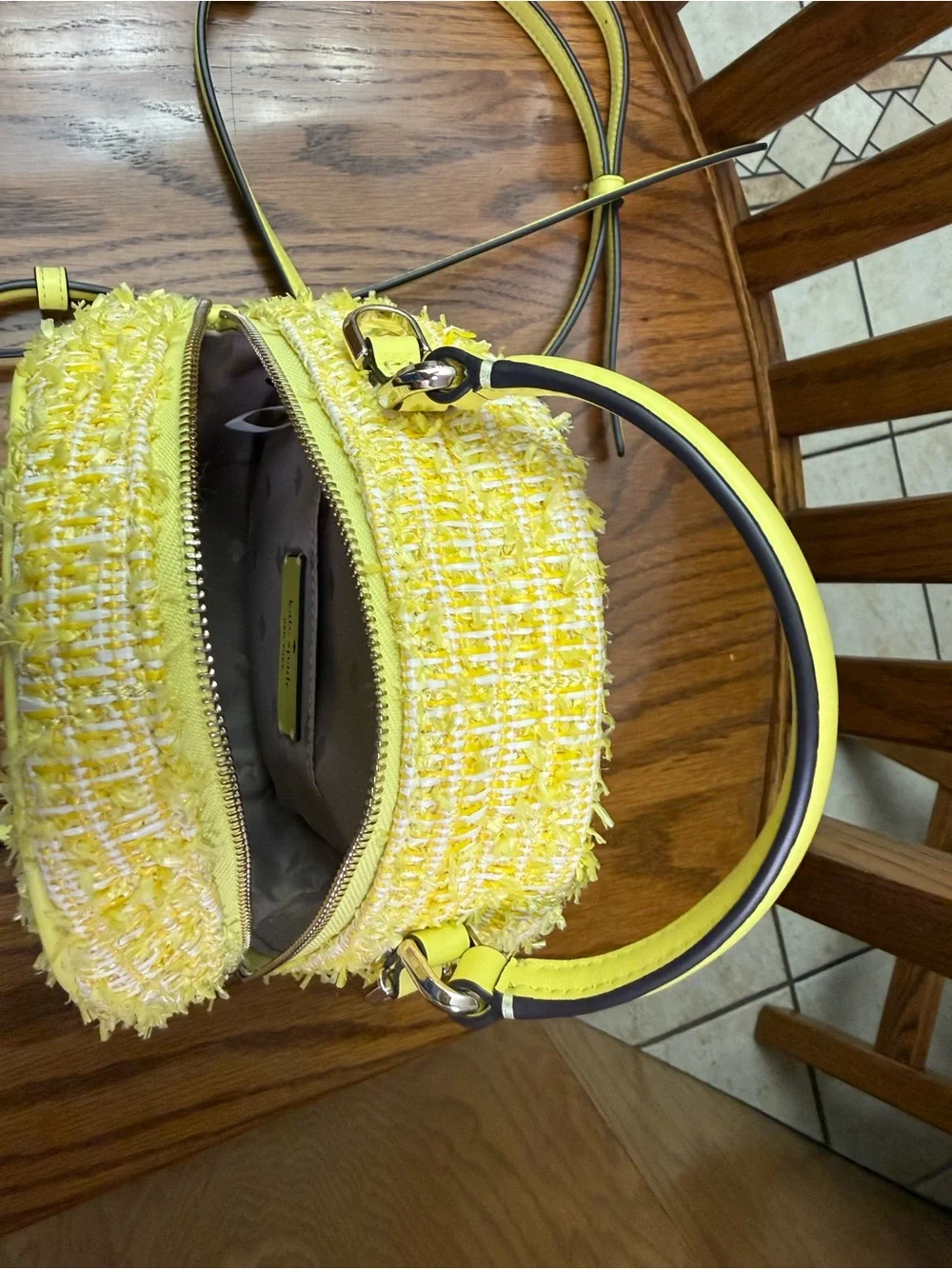 kate spade Yellow Tweed Mini Backpack Purse